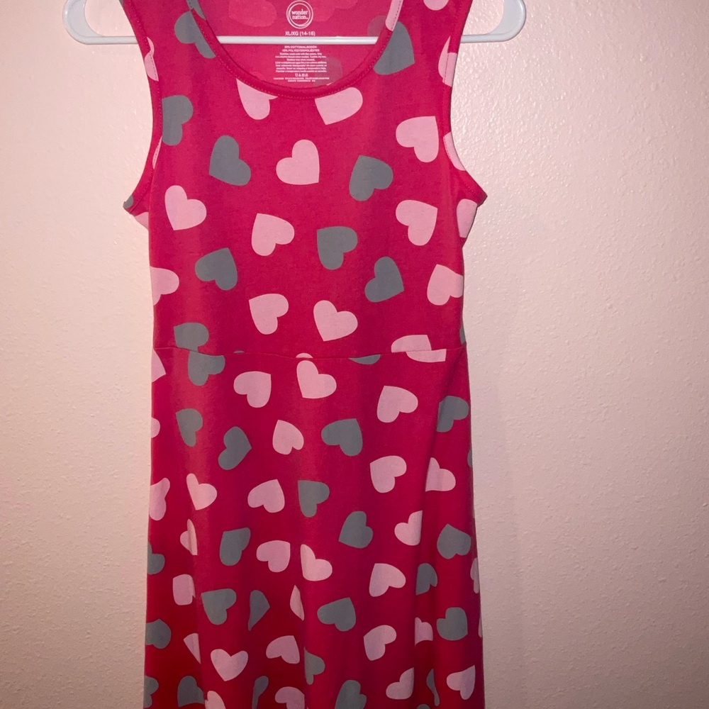 WONDER NATION - pink with heats dress.  Good condition size XL